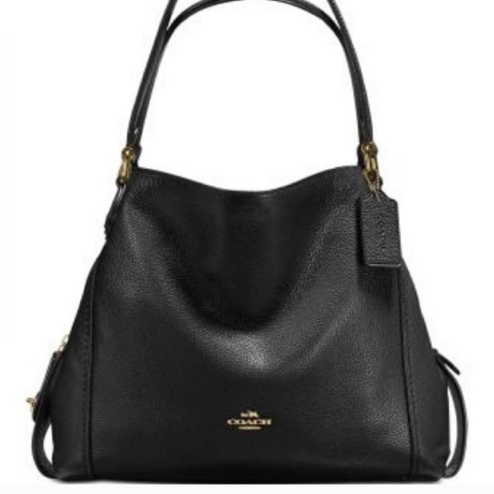 Coach Edie Black Turnlock Shoulder Bag - Picture 2 of 14